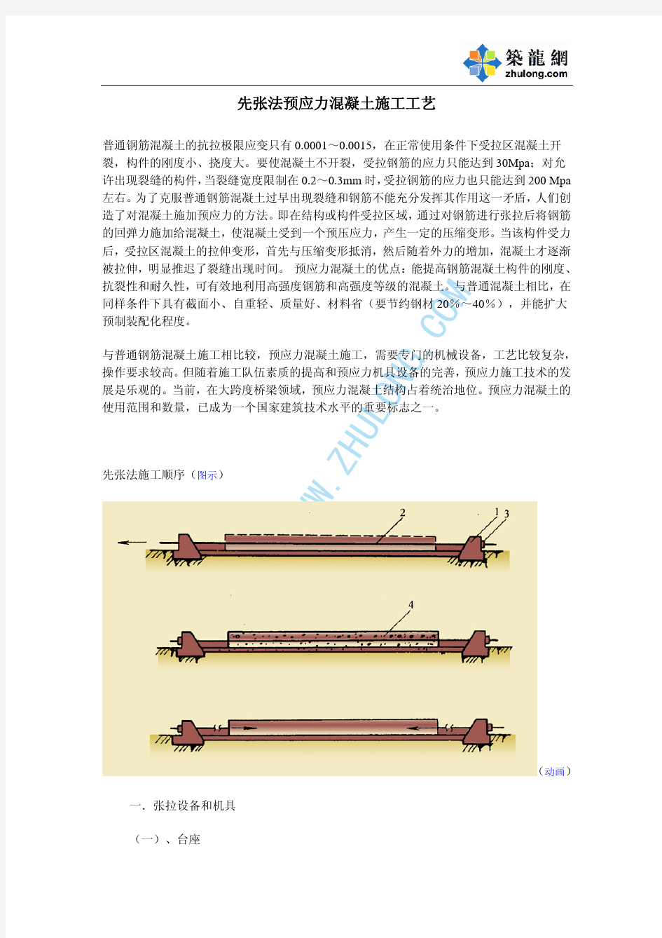 先张法预应力混凝土施工工艺