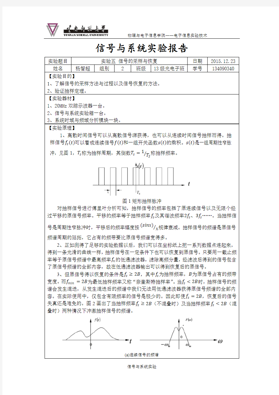 实验五 信号的采样与恢复