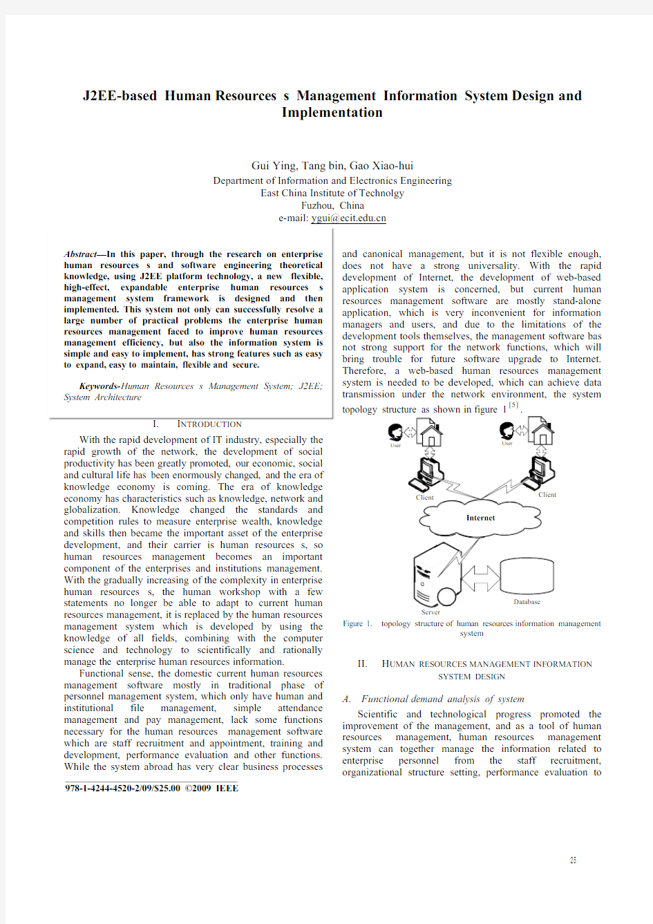 J2EE-based Human ResourcesManagement Information System Design and Implementation