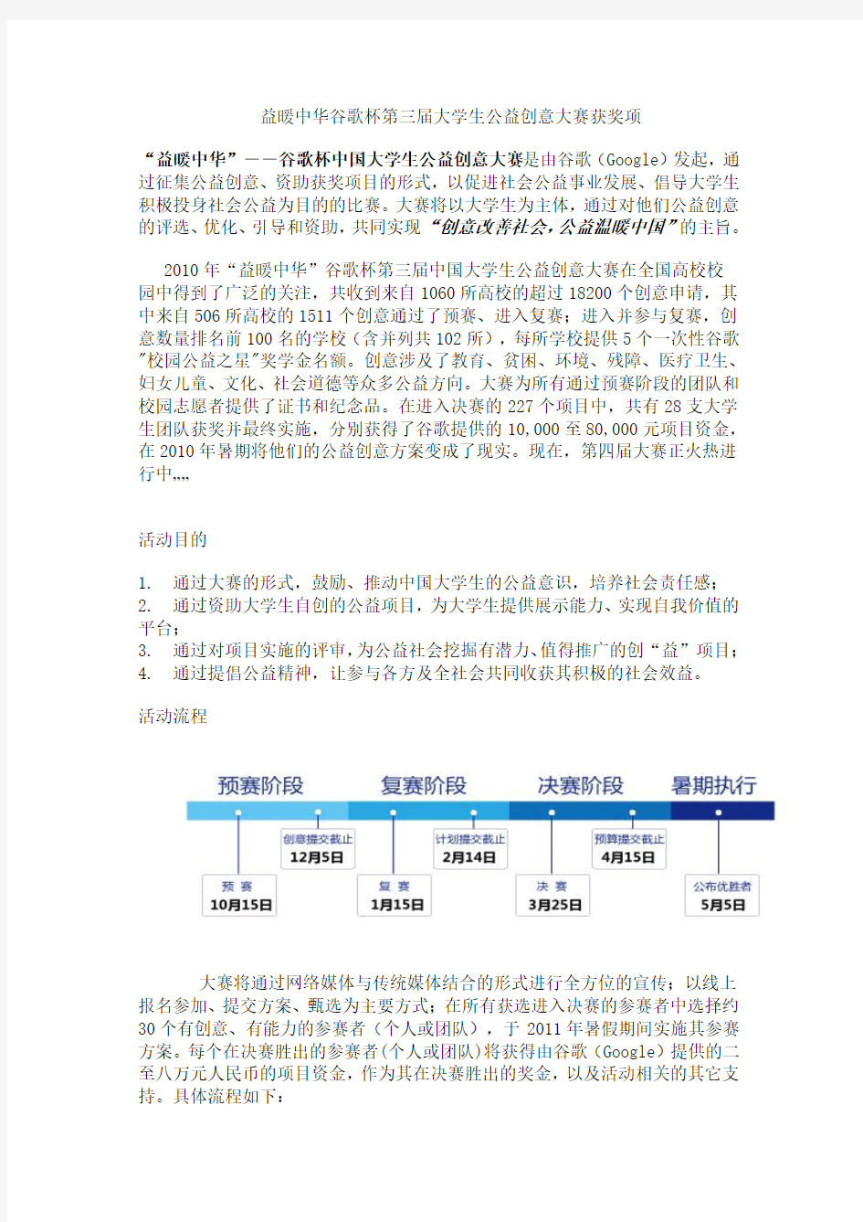 益暖中华谷歌杯第三届大学生公益创意大赛获奖项