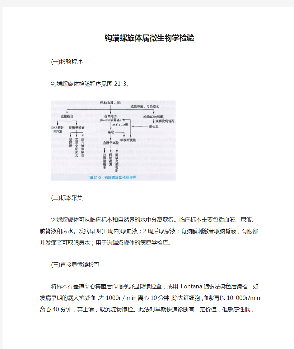 钩端螺旋体属微生物学检验