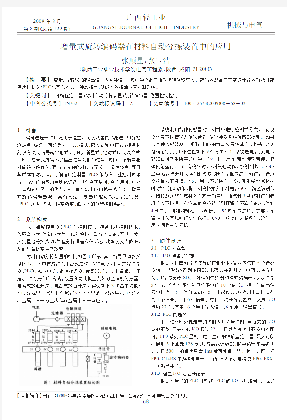 增量式旋转编码器在材料自动分拣装置中的应用