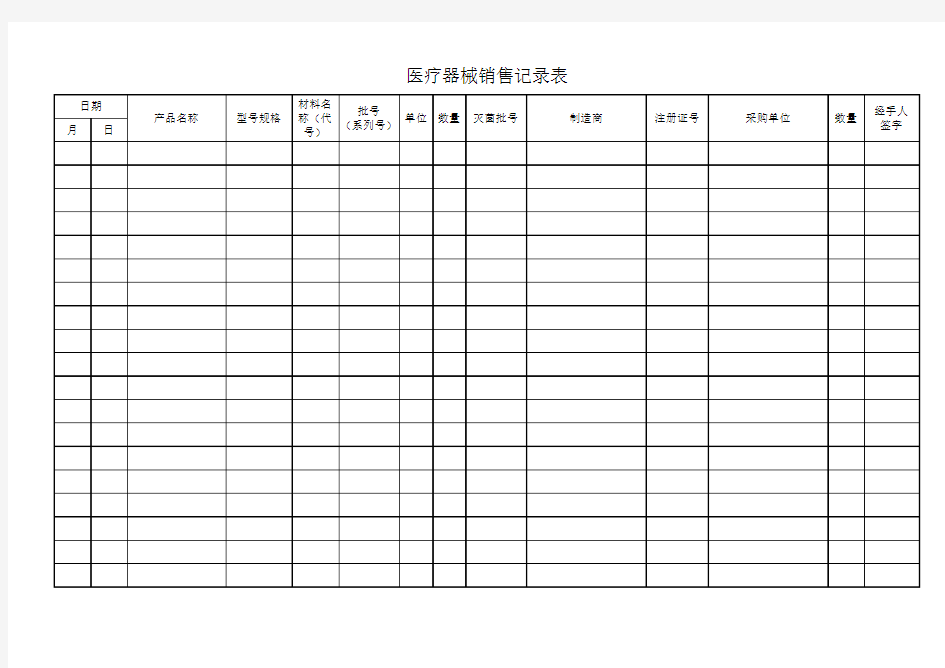 医疗器械销售记录表