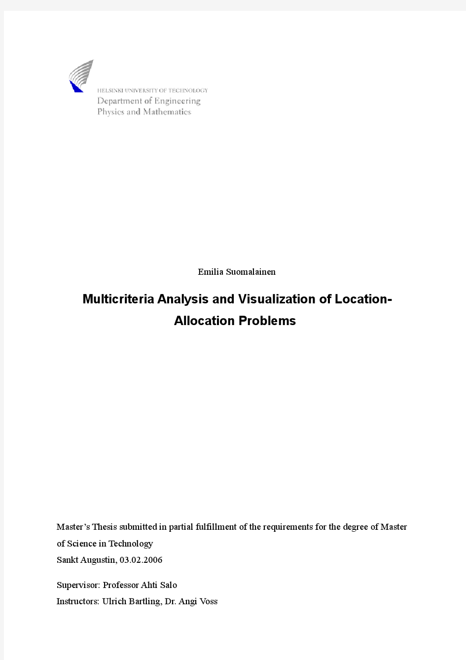 Title Multicriteria Analysis and Visualization of Location-Allocation Problems