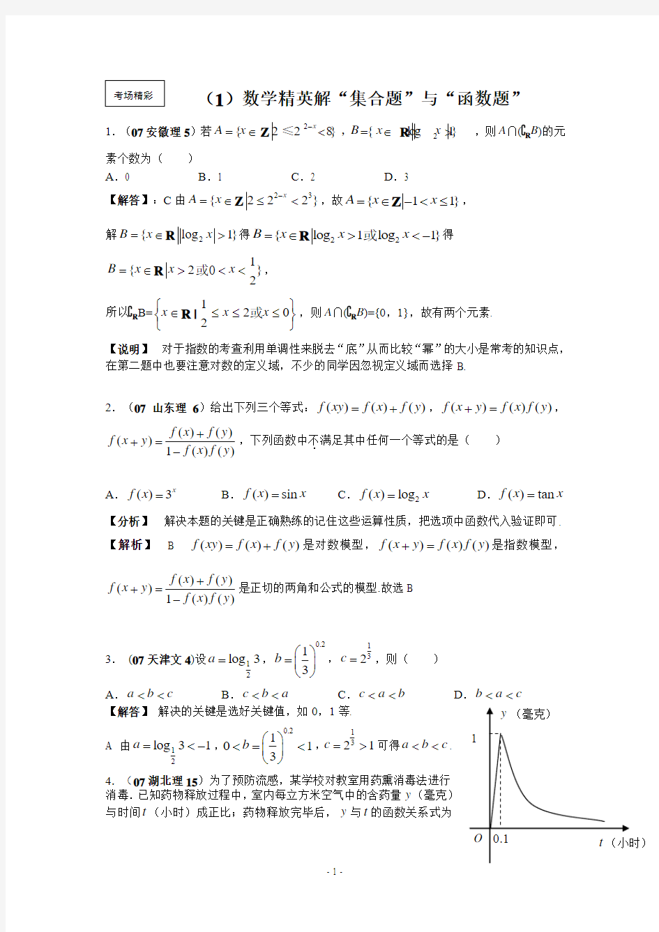 2011高考数学精英解题集(全,整理完整)