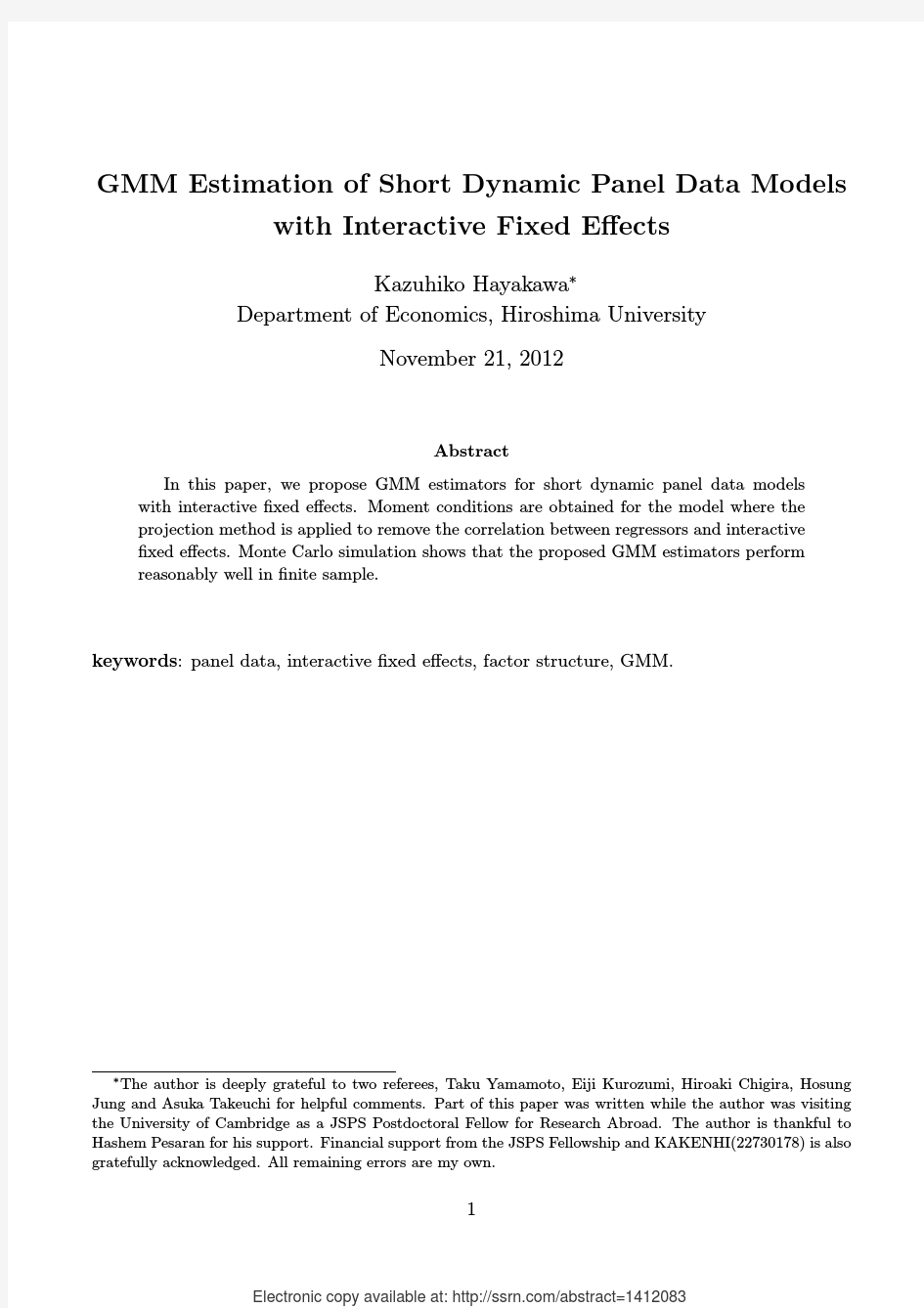 GMM Estimation of Short Dynamic Panel Data Models with Interactive Fixed Effects—Hayakawa