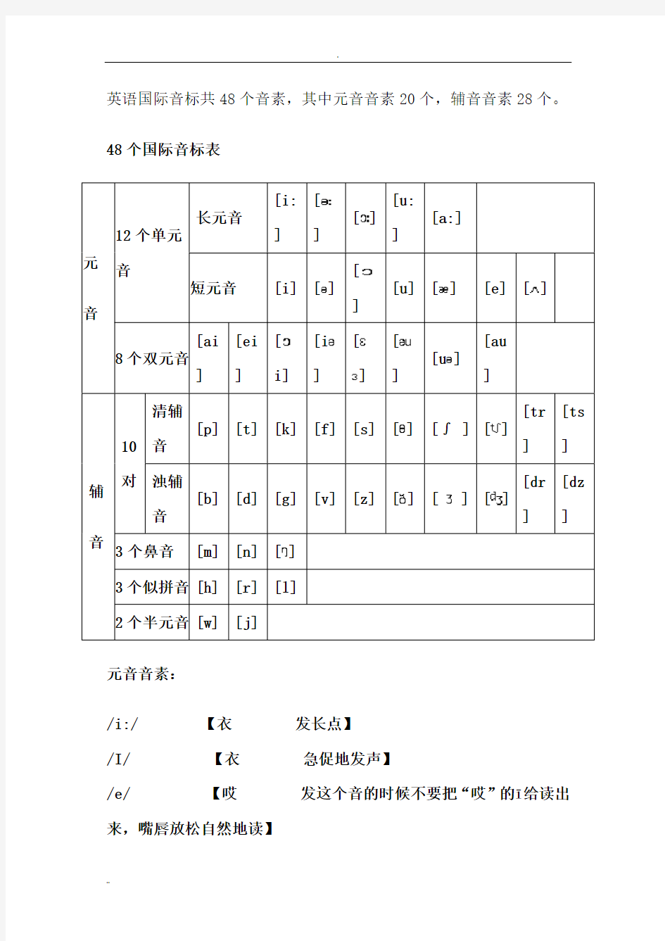 英语48个音标中文谐音读法大全
