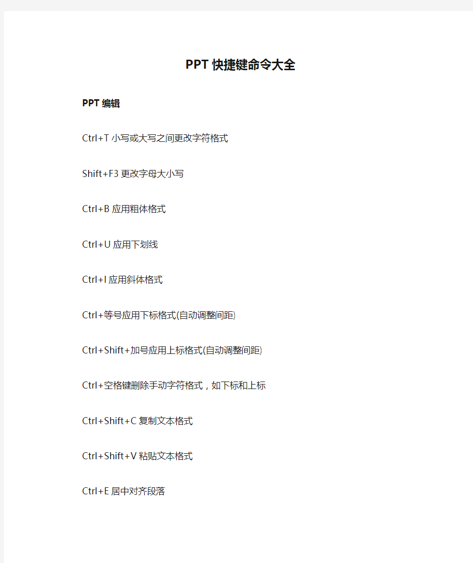 PPT快捷键命令大全