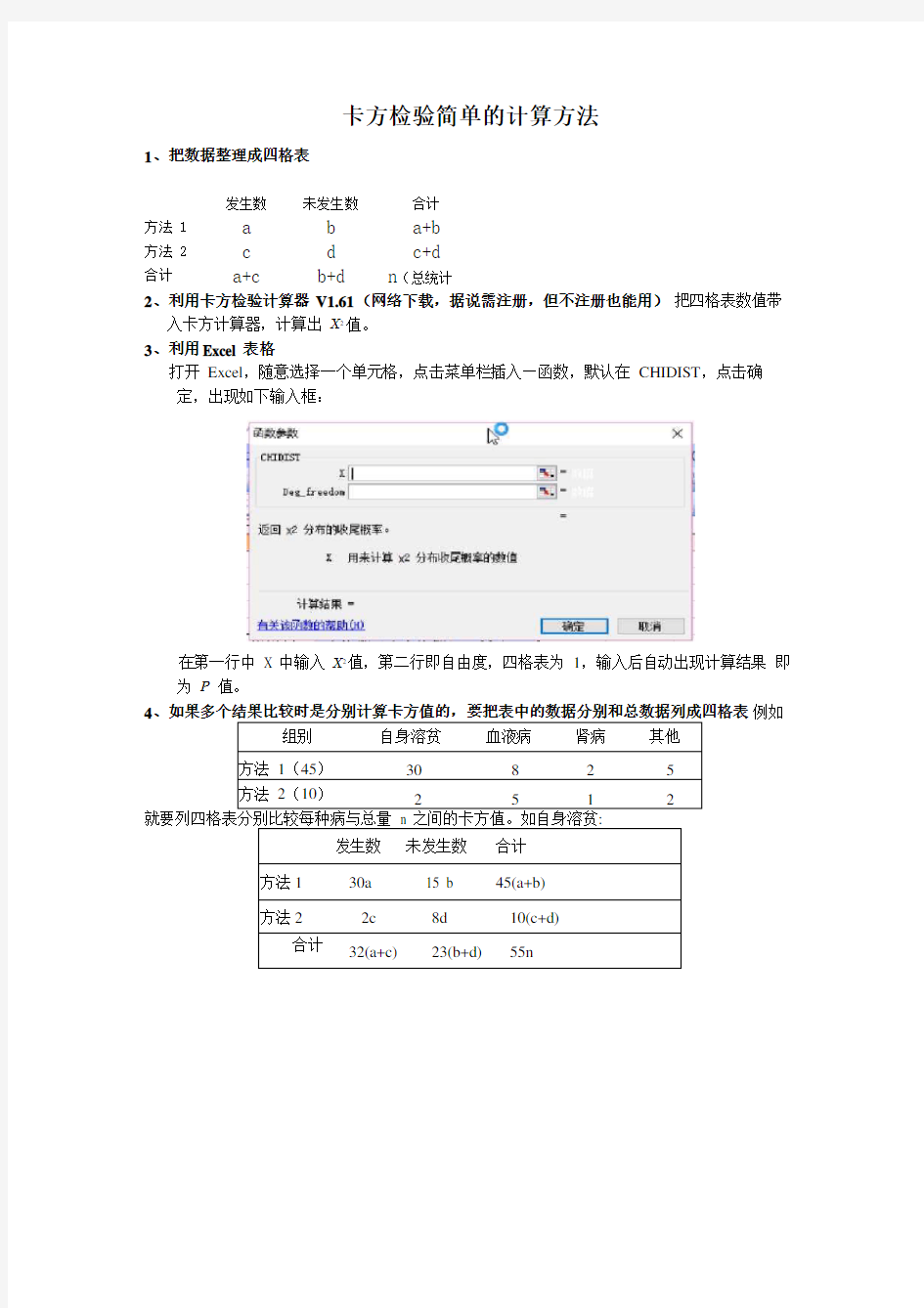 卡方检验的简单计算方法