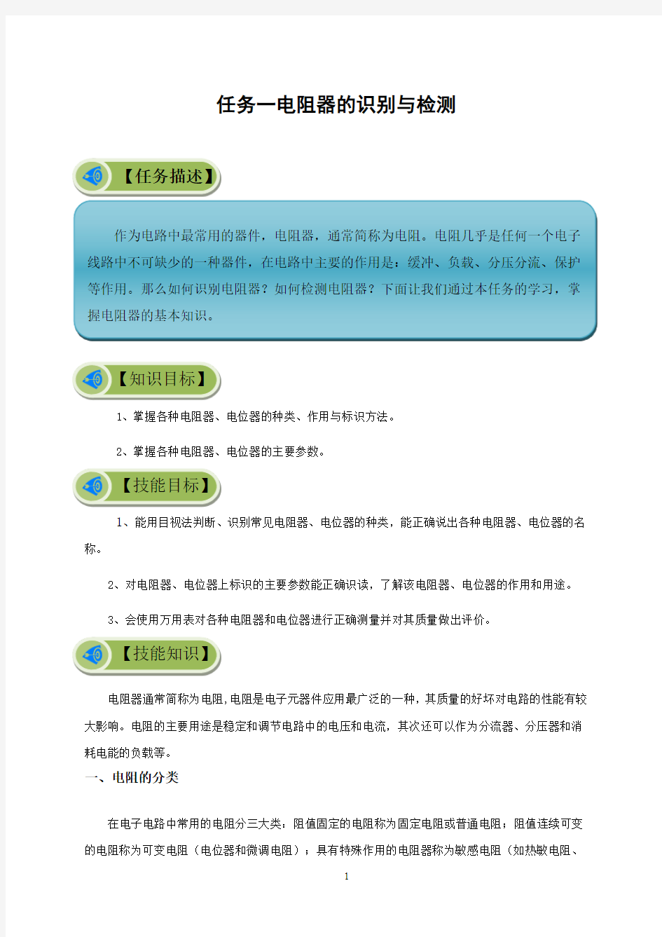 电阻器的识别与检测 