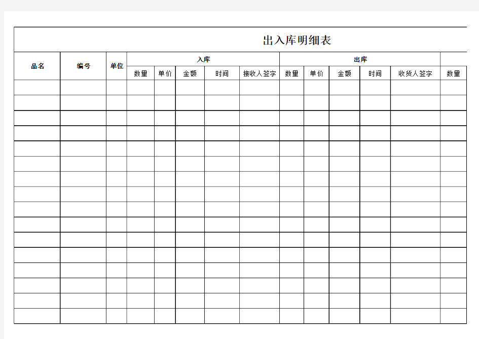 公司物品出入库明细表