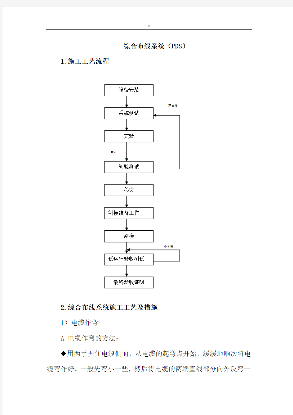 综合布线系统项目施工工艺规范流程