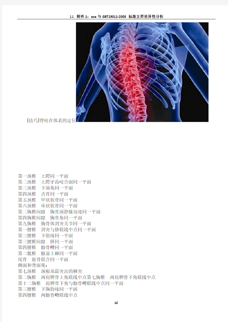 [技巧]脊柱在体表的定位