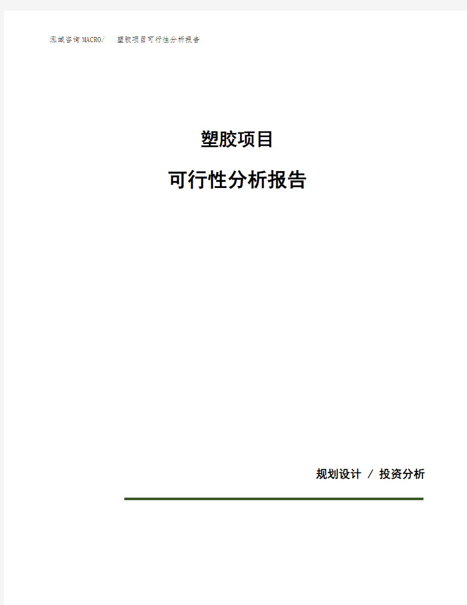 塑胶项目可行性分析报告(模板参考范文)