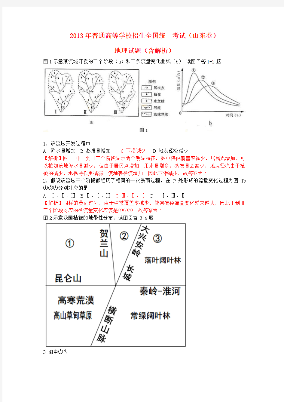 2013年高考试题——地理(山东卷)解析版1