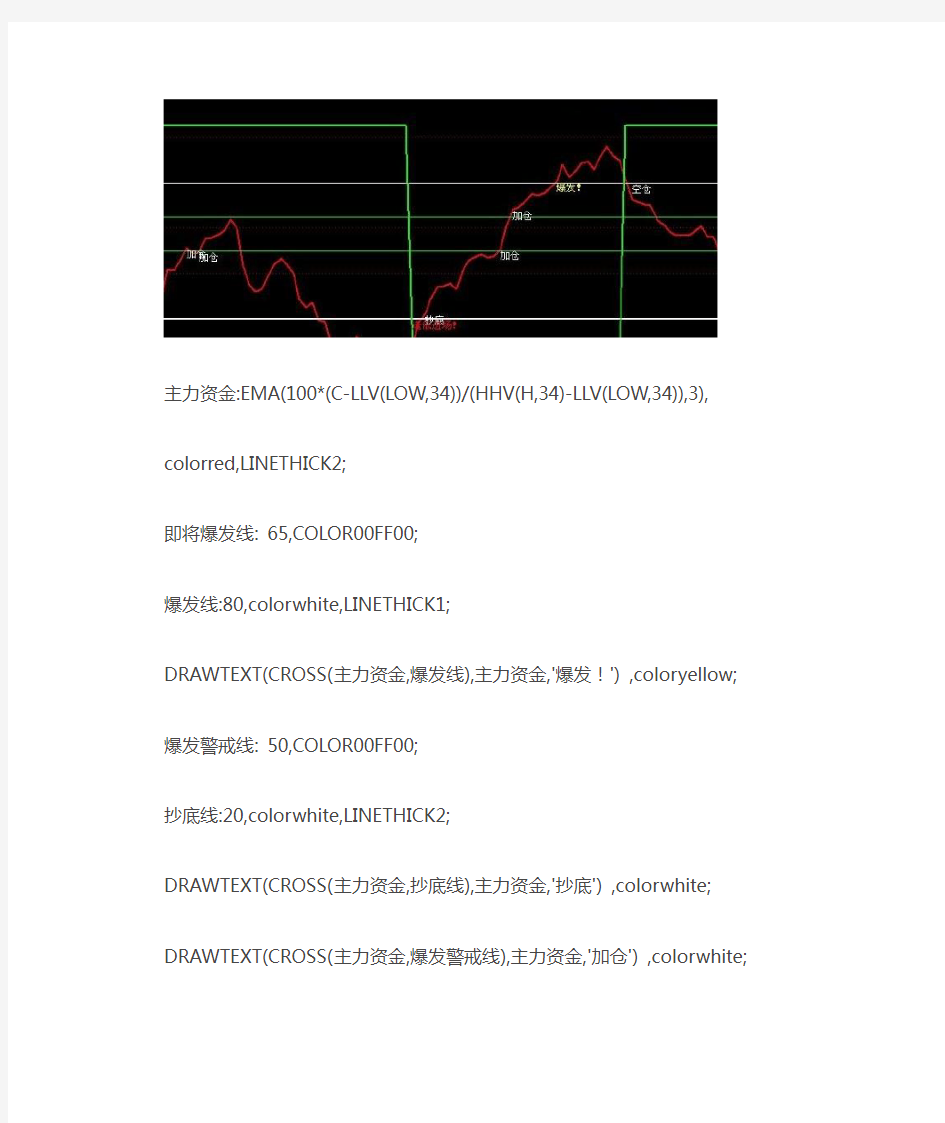 通达信指标公式源码 主力资金波段公式