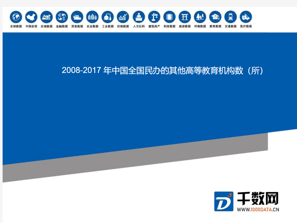 2008-2017年中国全国民办的其他高等教育机构数(所)-教育数据