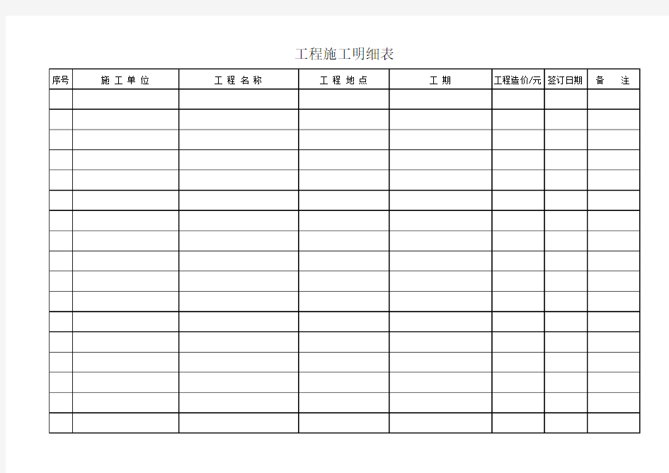 工程施工明细表