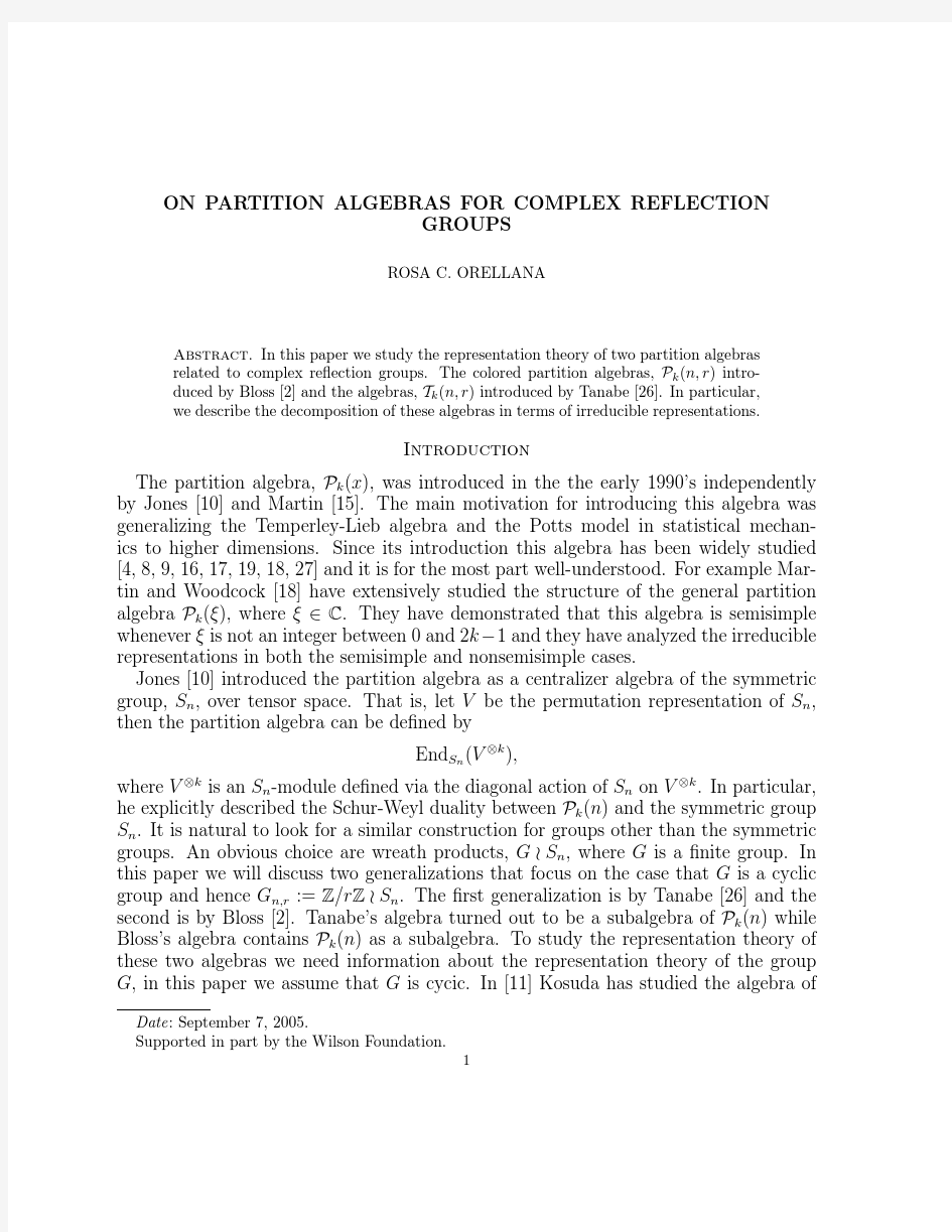 ON PARTITION ALGEBRAS FOR COMPLEX REFLECTION GROUPS