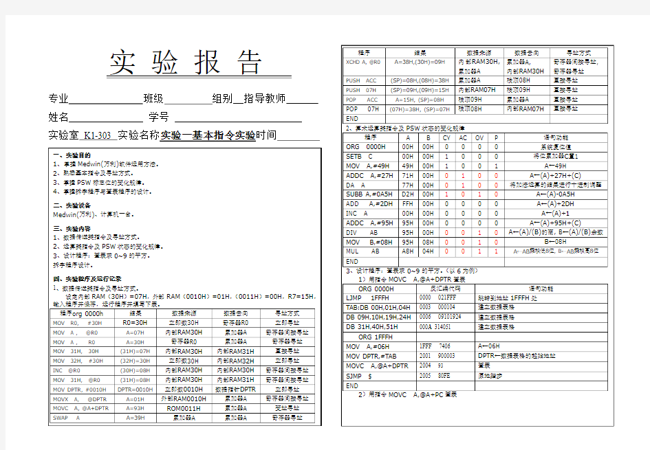 微机原理实验报告1g(参考答案)