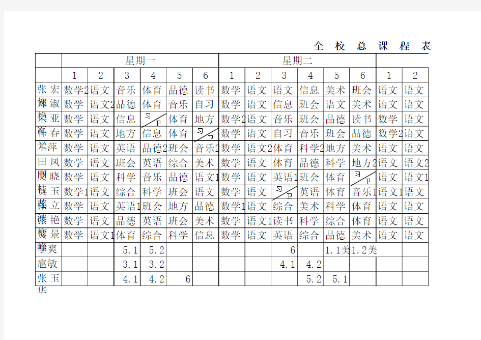 2011第二学期课程表