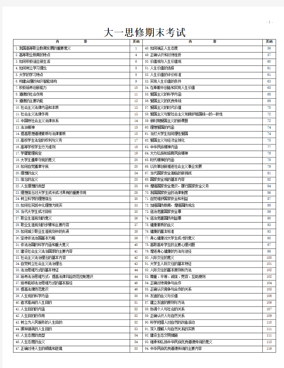 大一思想道德修养与法律基础期末考试试题及答案[1]