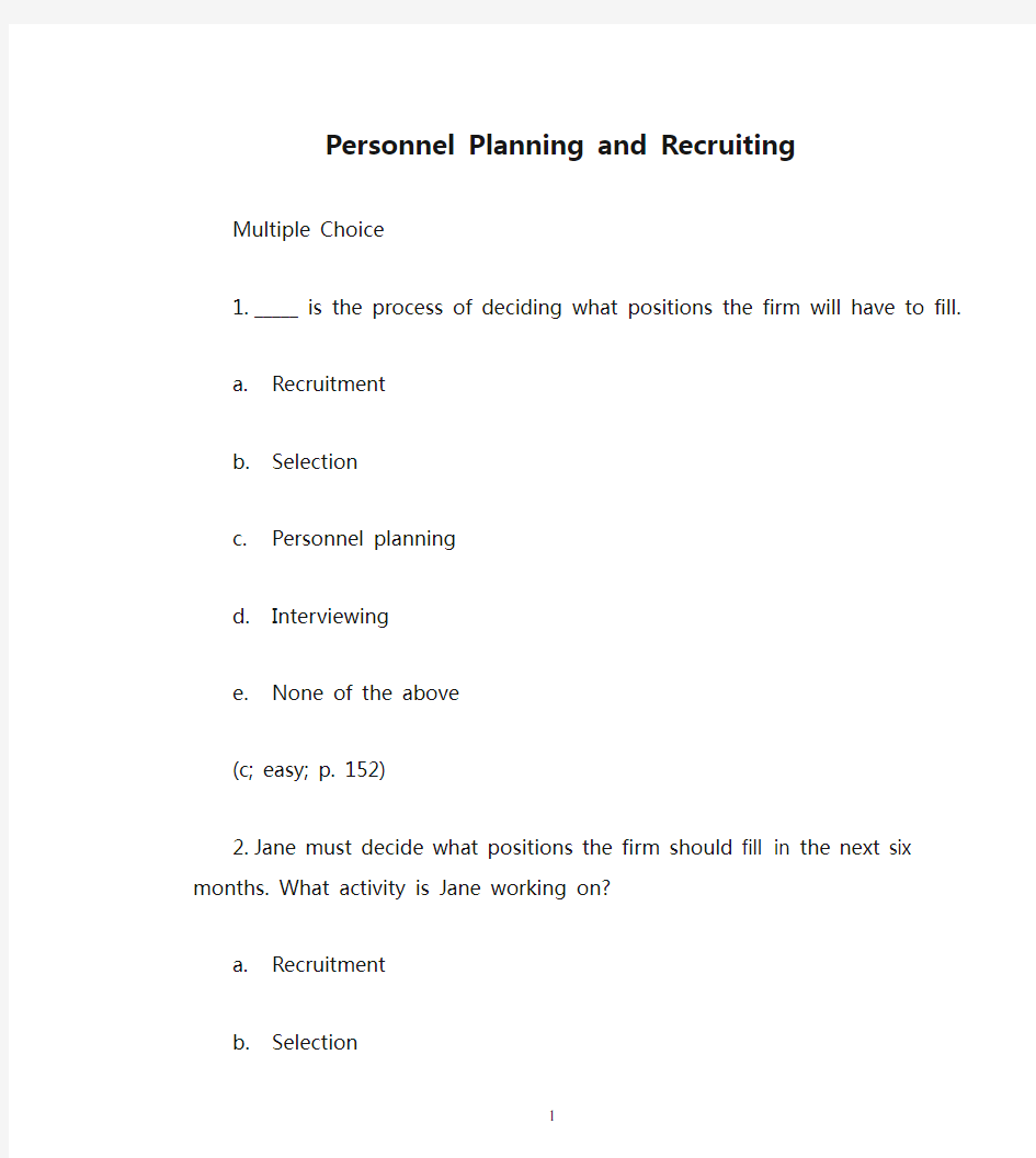 Personnel Planning and Recruiting