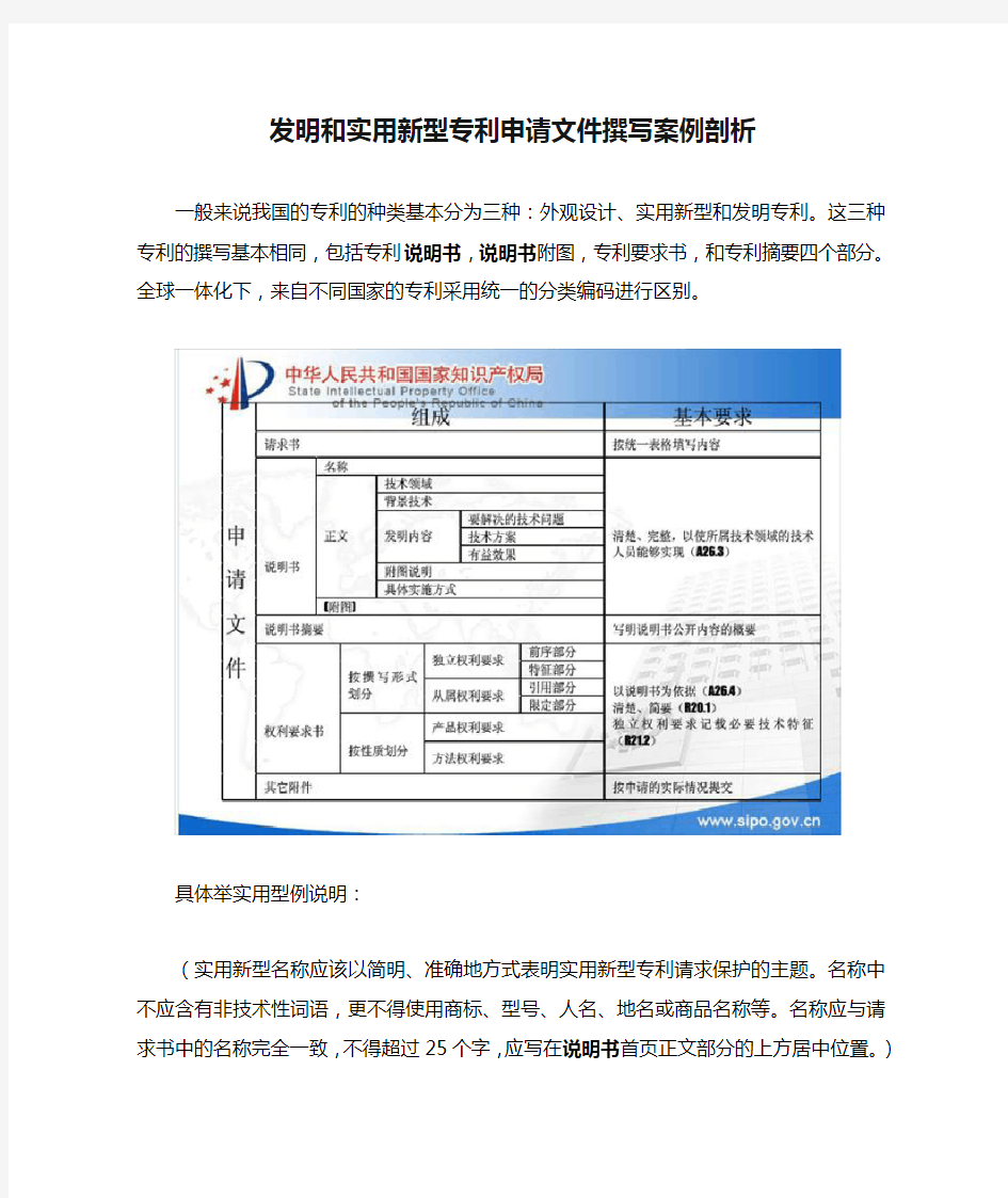 发明和实用新型专利申请文件撰写案例剖析