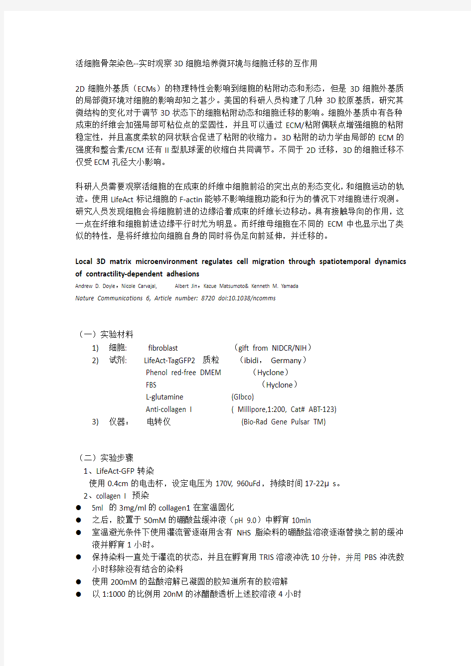 活细胞骨架染色：实时观察3D细胞培养微环境与细胞迁移的互作用-雷萌生物