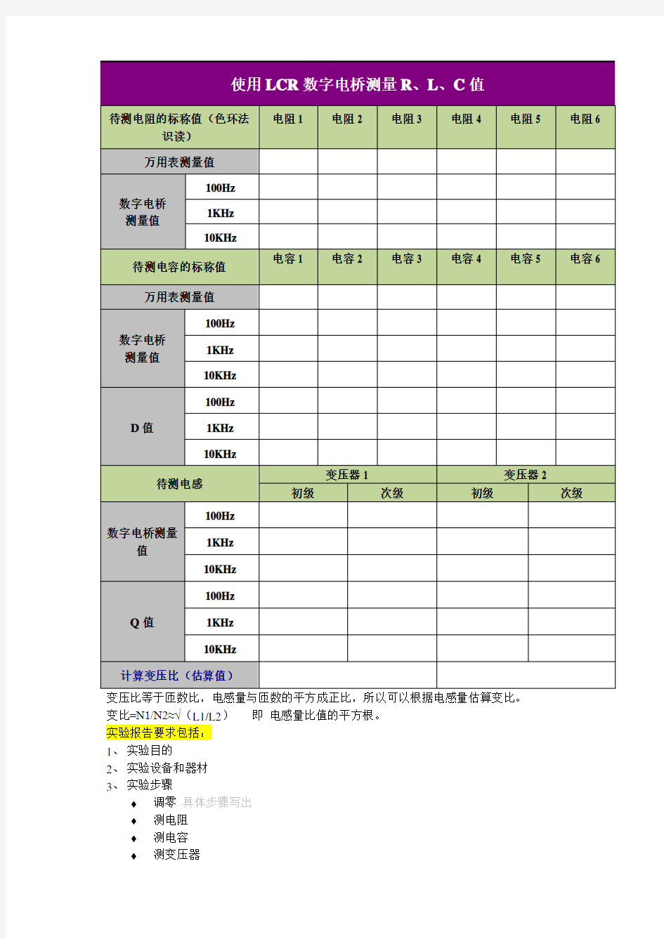 使用LCR数字电桥测量