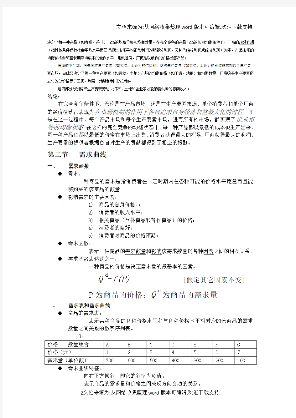 需求、供给和均衡价格