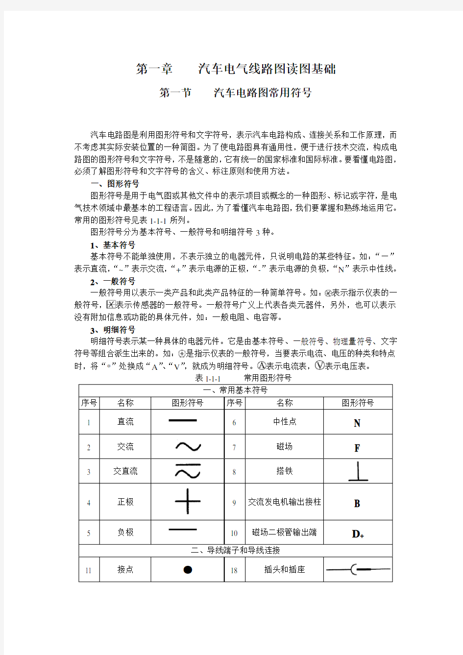 汽车电路图常用符号