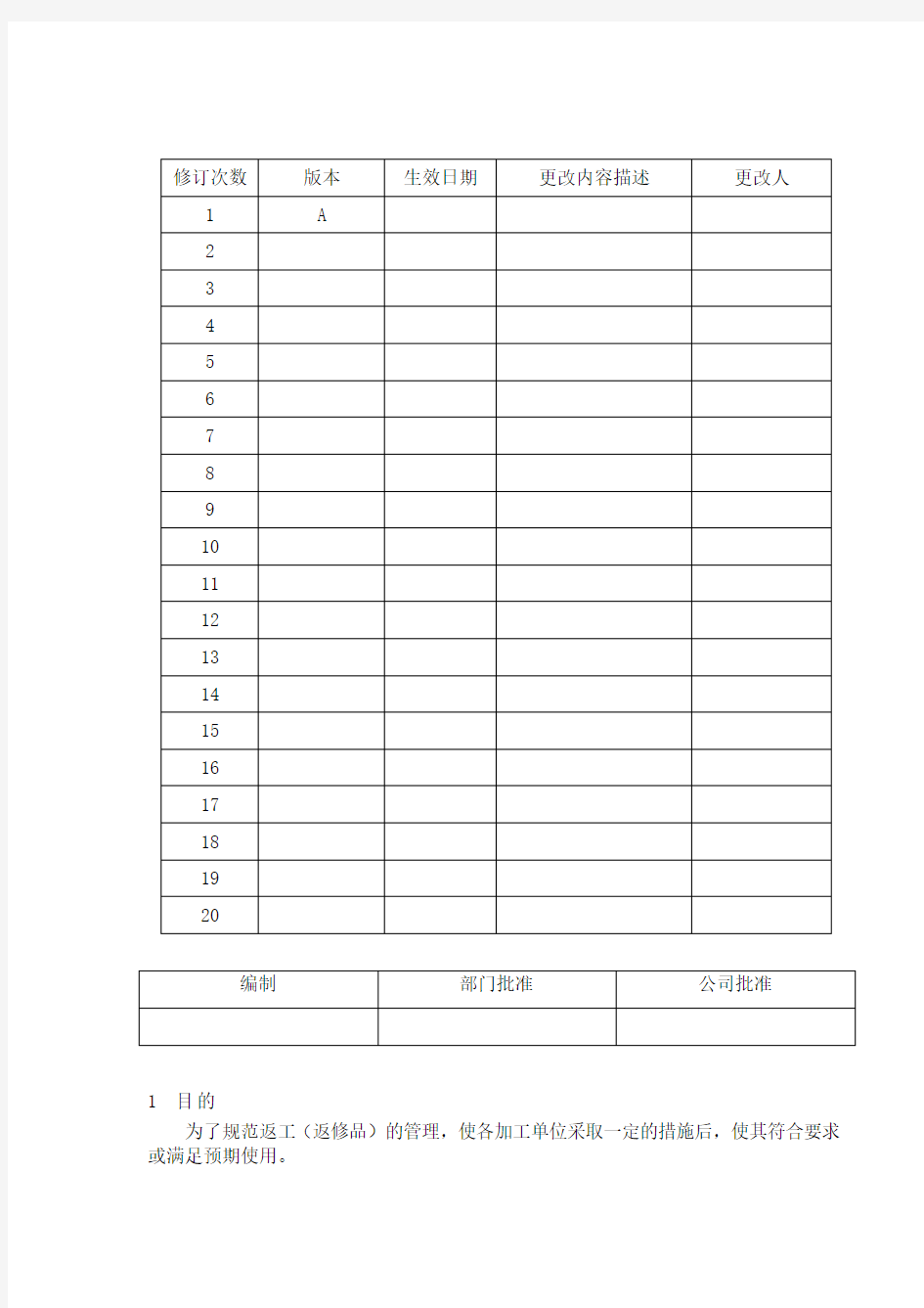 返工返修管理流程企业版本