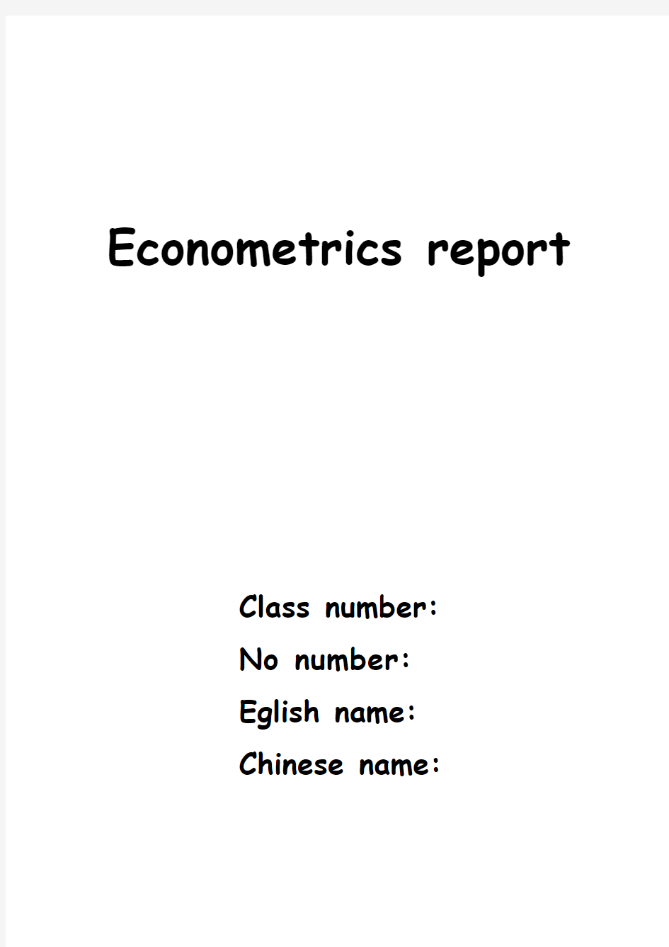 计量经济学实验报告英文版