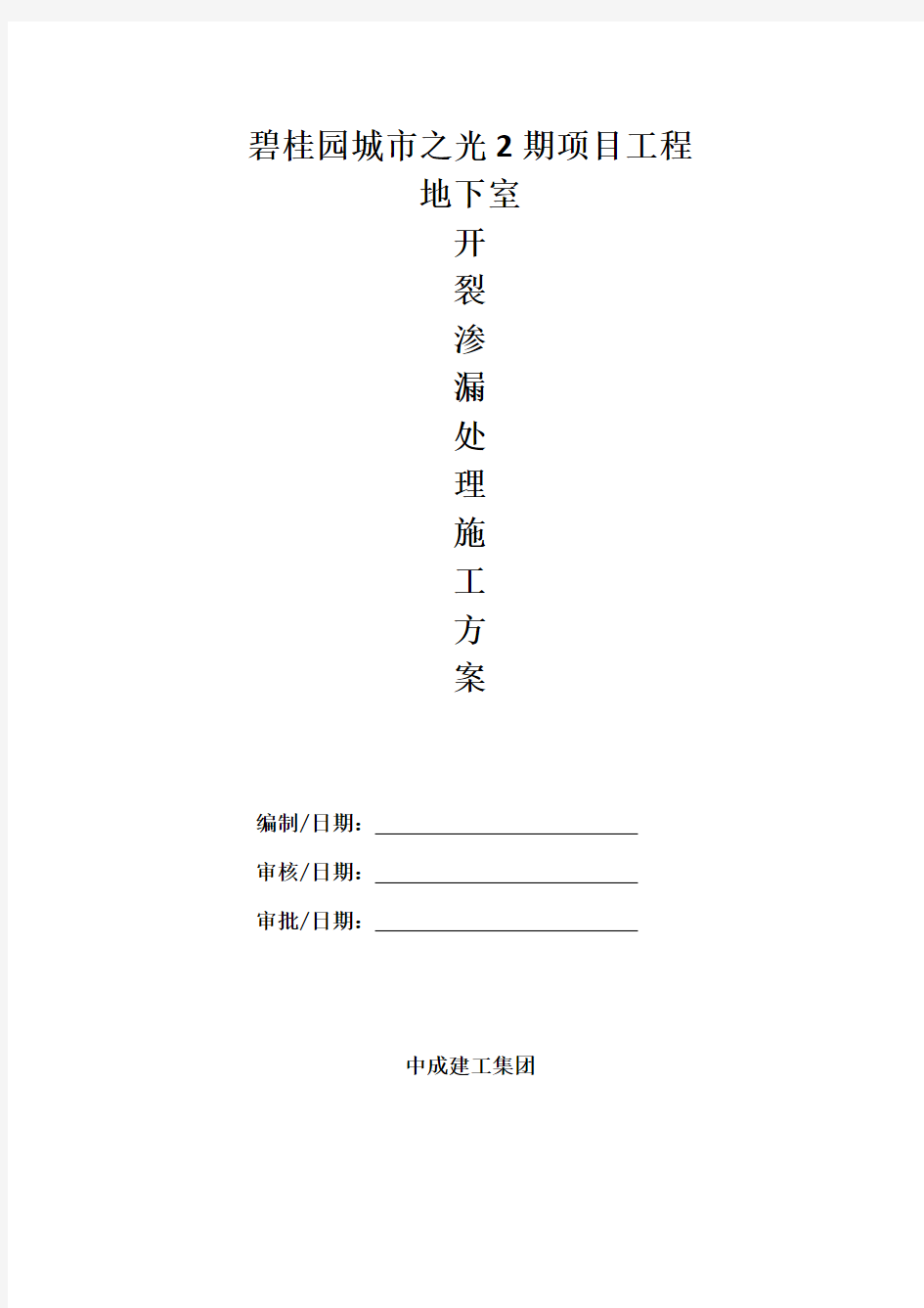 地下室开裂、渗漏处理专项施工方案设计 (完整版)