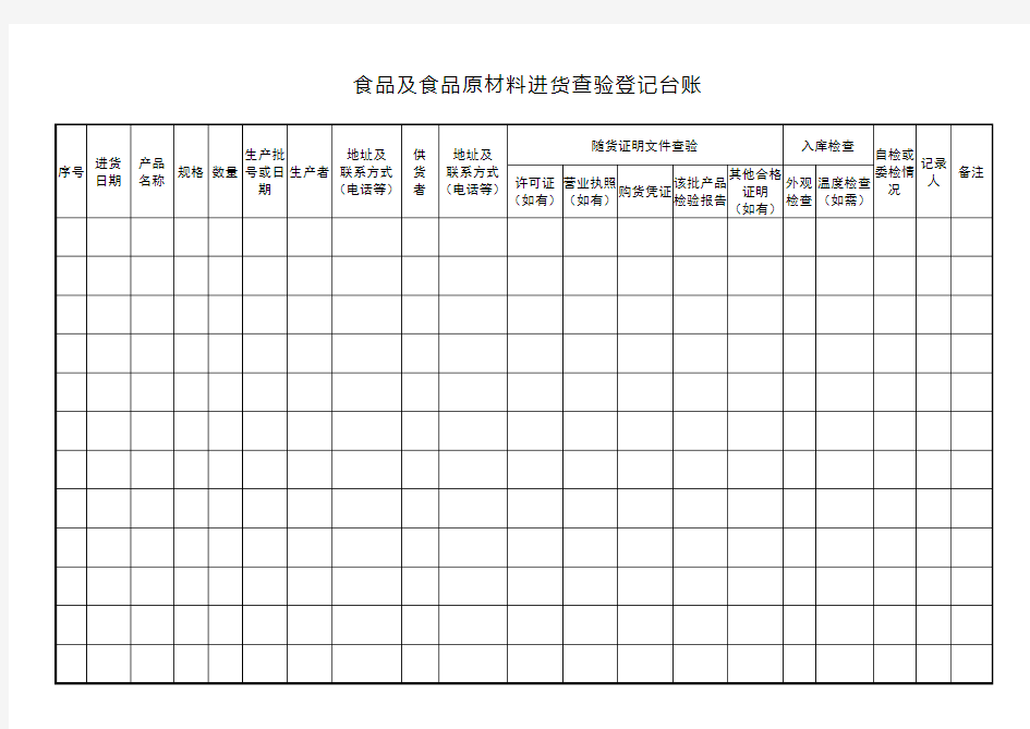 进货查验记录表