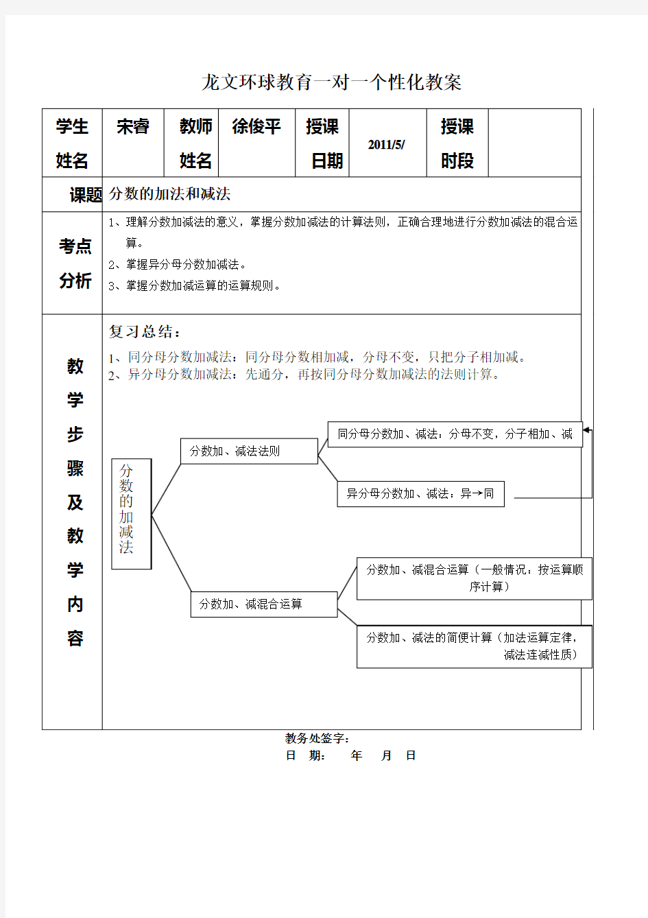 小学数学分数的加法和减法教案