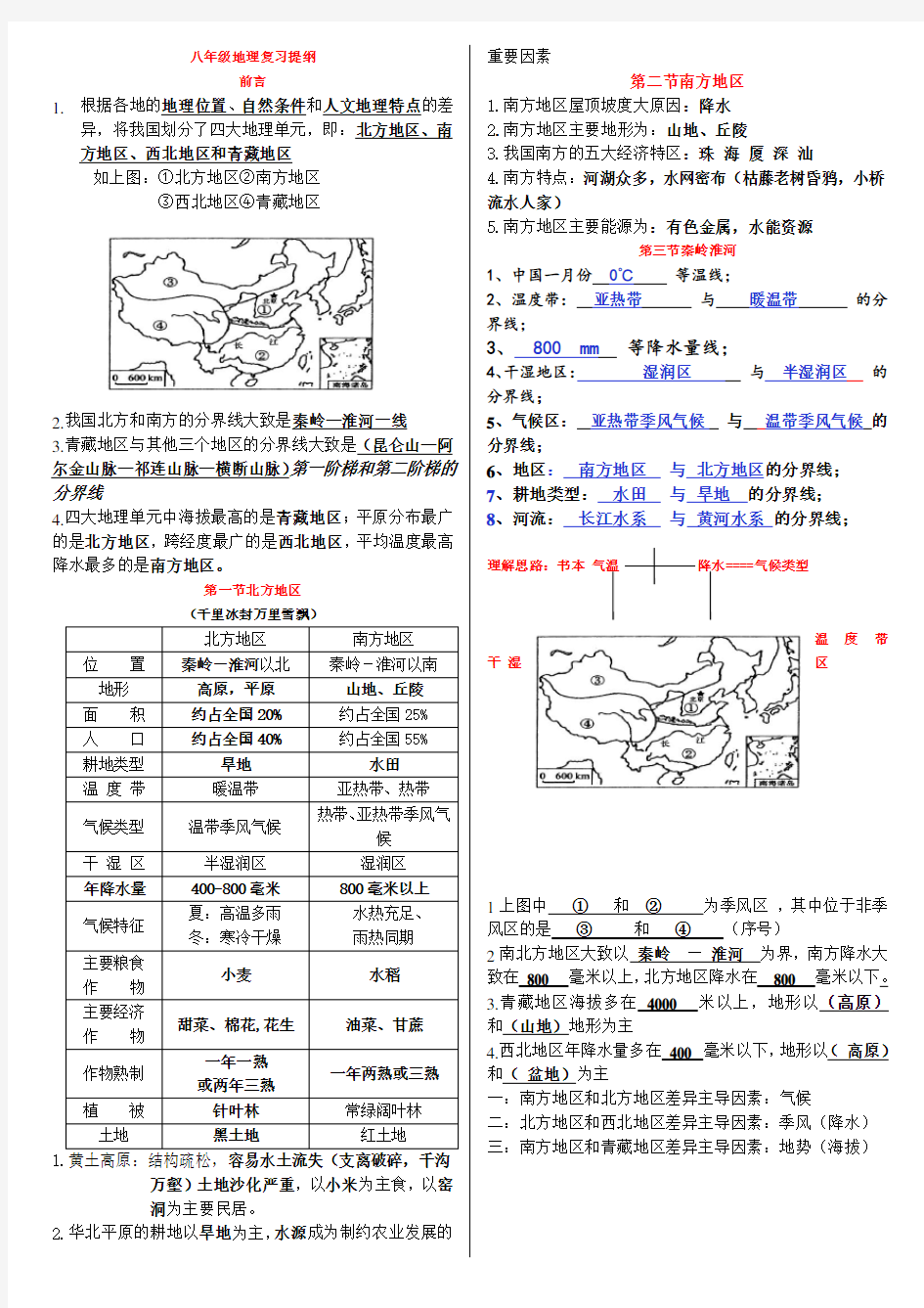 粤教版八年级下册地理复习资料.doc