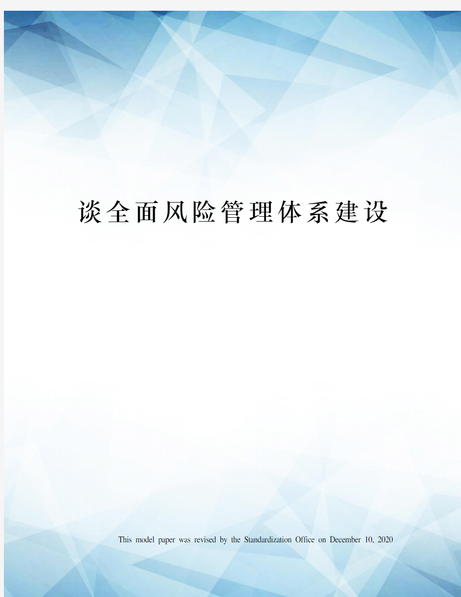 谈全面风险管理体系建设