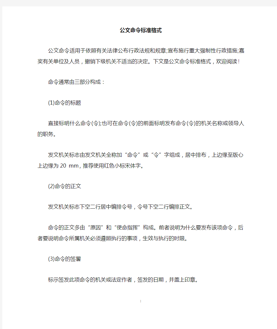 公文命令标准格式