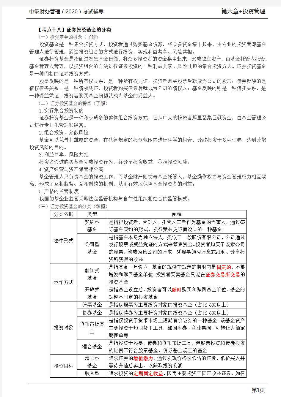 第46讲_证券投资基金的分类