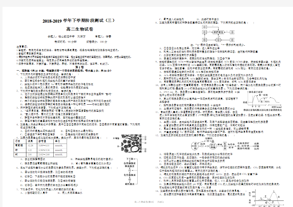 (完整版)2018-2019高二下学期生物期中联考试卷