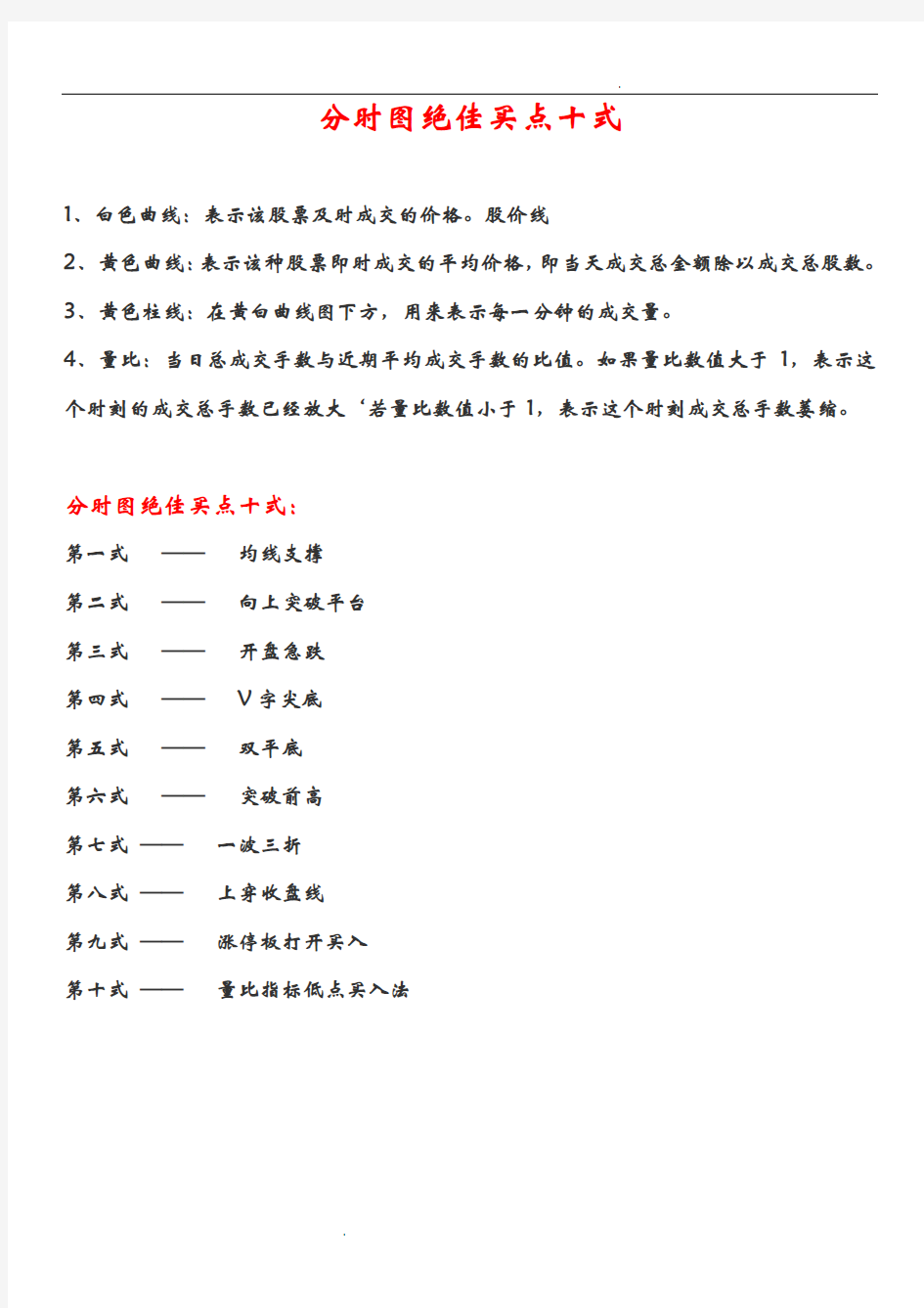 分时图绝佳买点十式