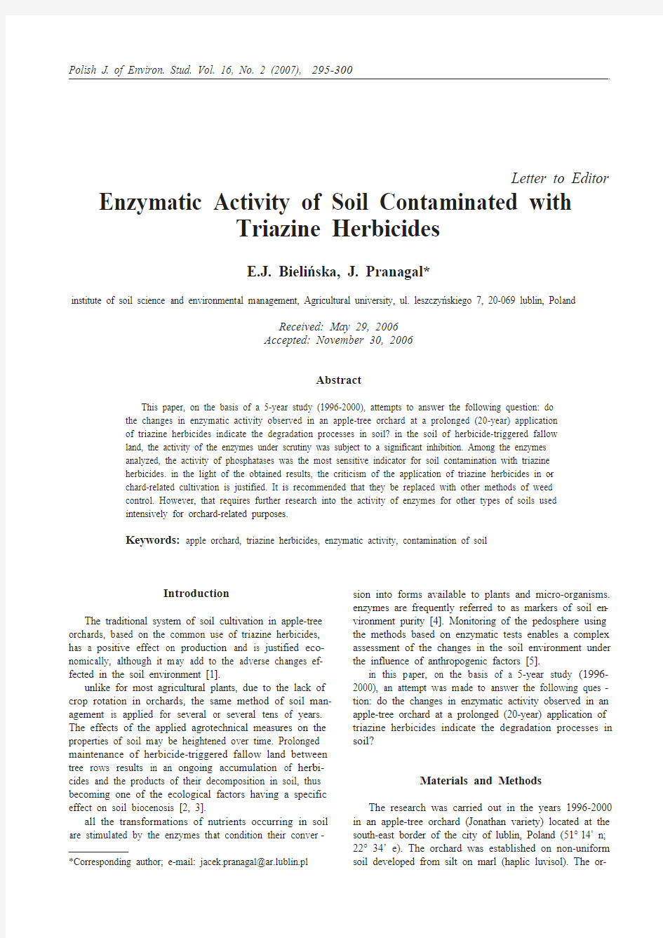 Enzymatic Activity of Soil Contaminated ...原文