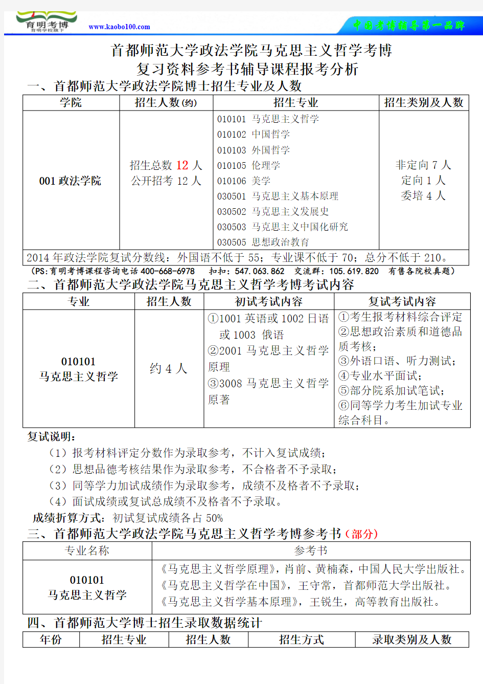 首都师范大学政法学院马克思主义哲学考博考试内容参考书录取人数真题资料-育明考博