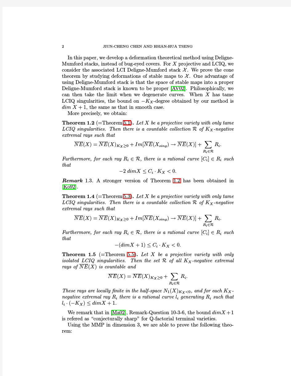 Cone Theorem via Deligne-Mumford stacks