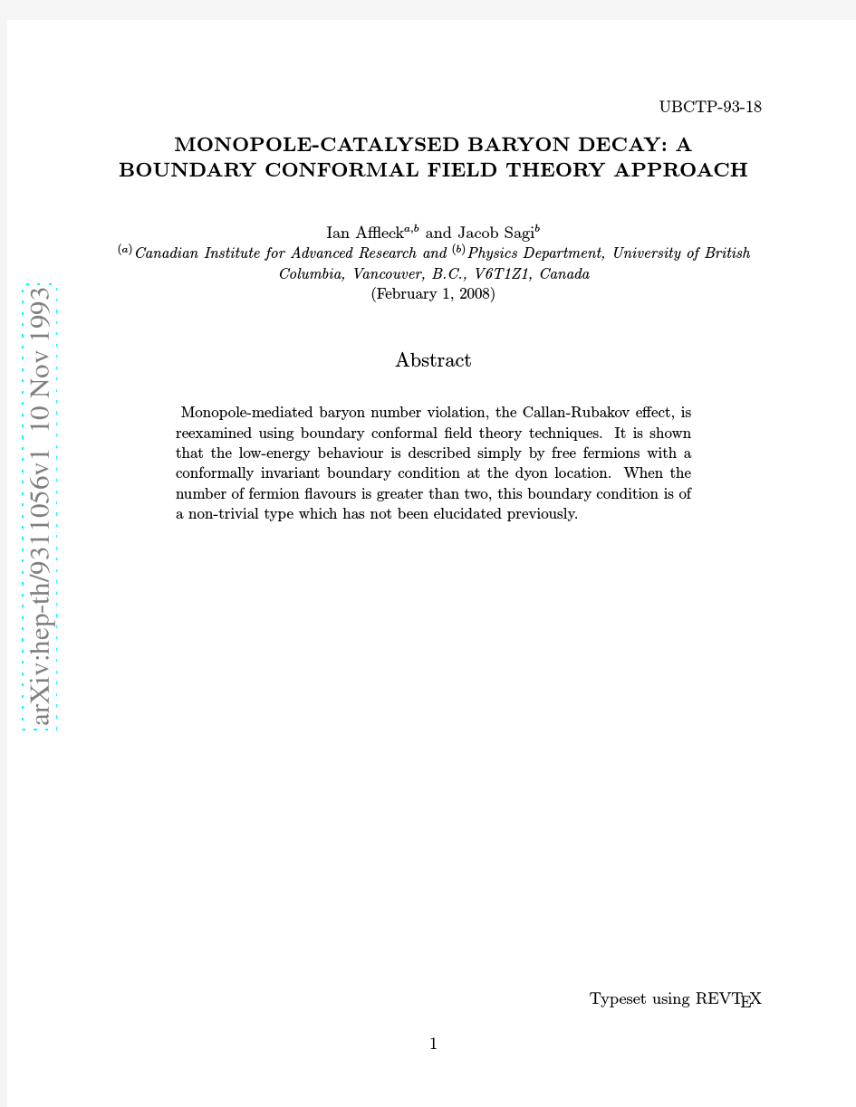 Monopole-Catalysed Baryon Decay A Boundary Conformal Field Theory Approach