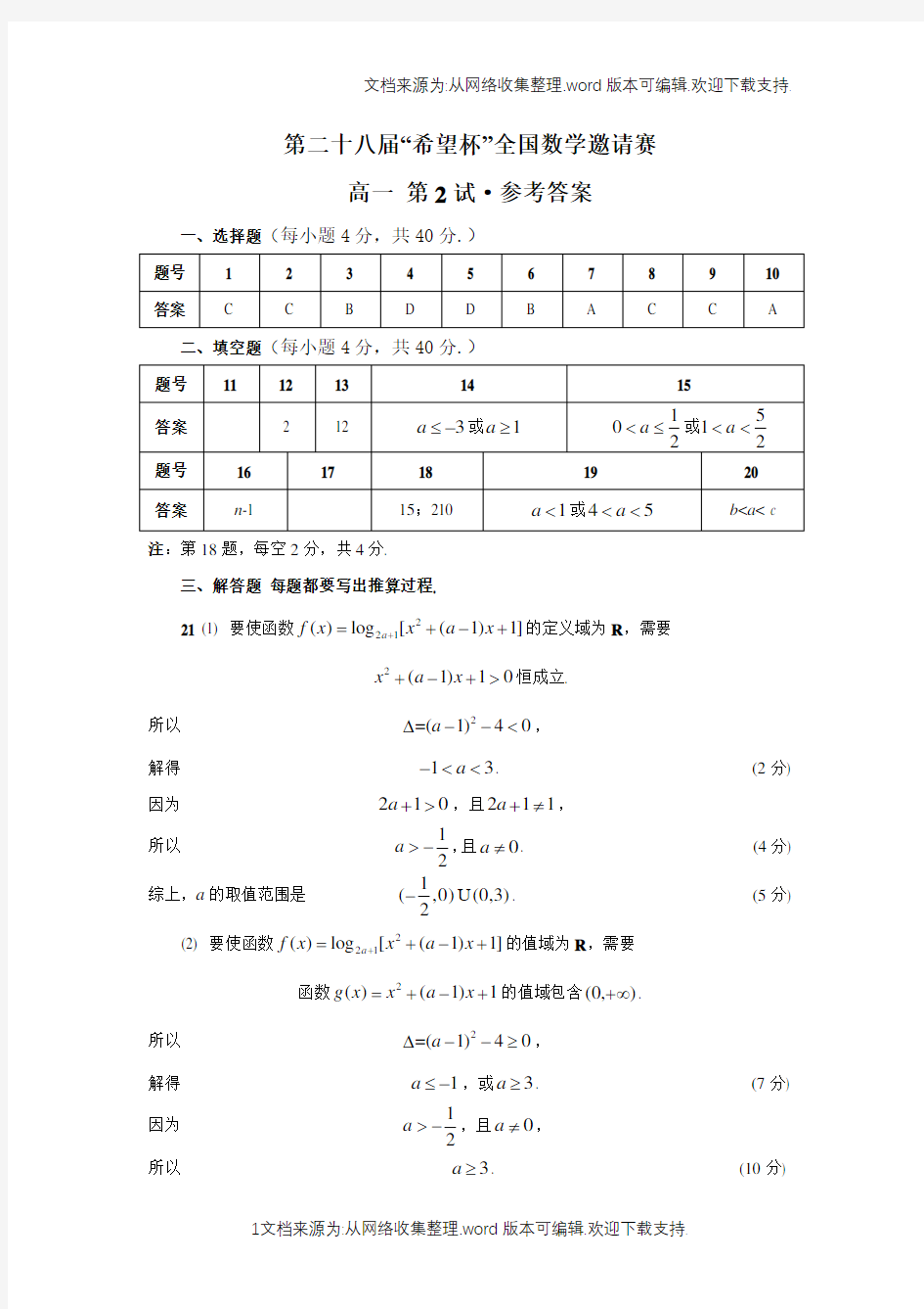 第28届2017年希望杯全国数学邀请赛