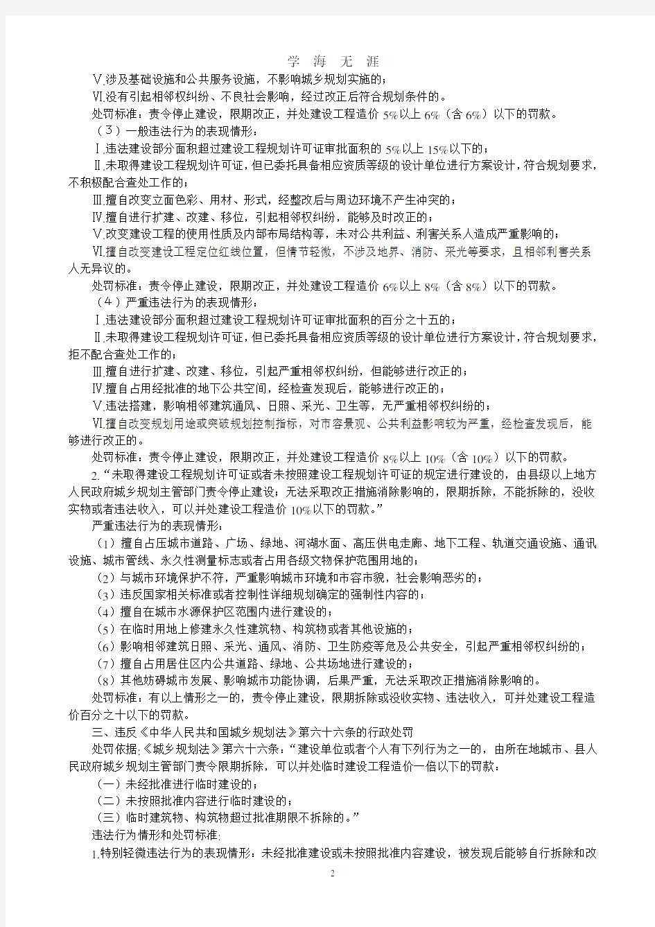 《中华人民共和国城乡规划法》行政处罚裁量标准(2020年7月整理).pdf