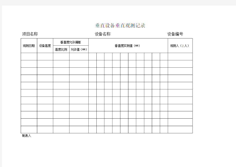 垂直设备垂直观测记录